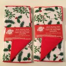 Winter floral kitchen 2 pc dish drying mat holly Christmas House 12x18in red