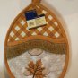 Thanksgiving kitchen set 2 pc dish drying mat pot mitt holder leaves orange