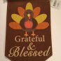 Thanksgiving Holiday Decor Grateful & Blessed sign turkey hanger door wall fall