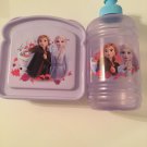 Disney Frozen sandwich box drinking bottle 2 piece set plastic purple blue