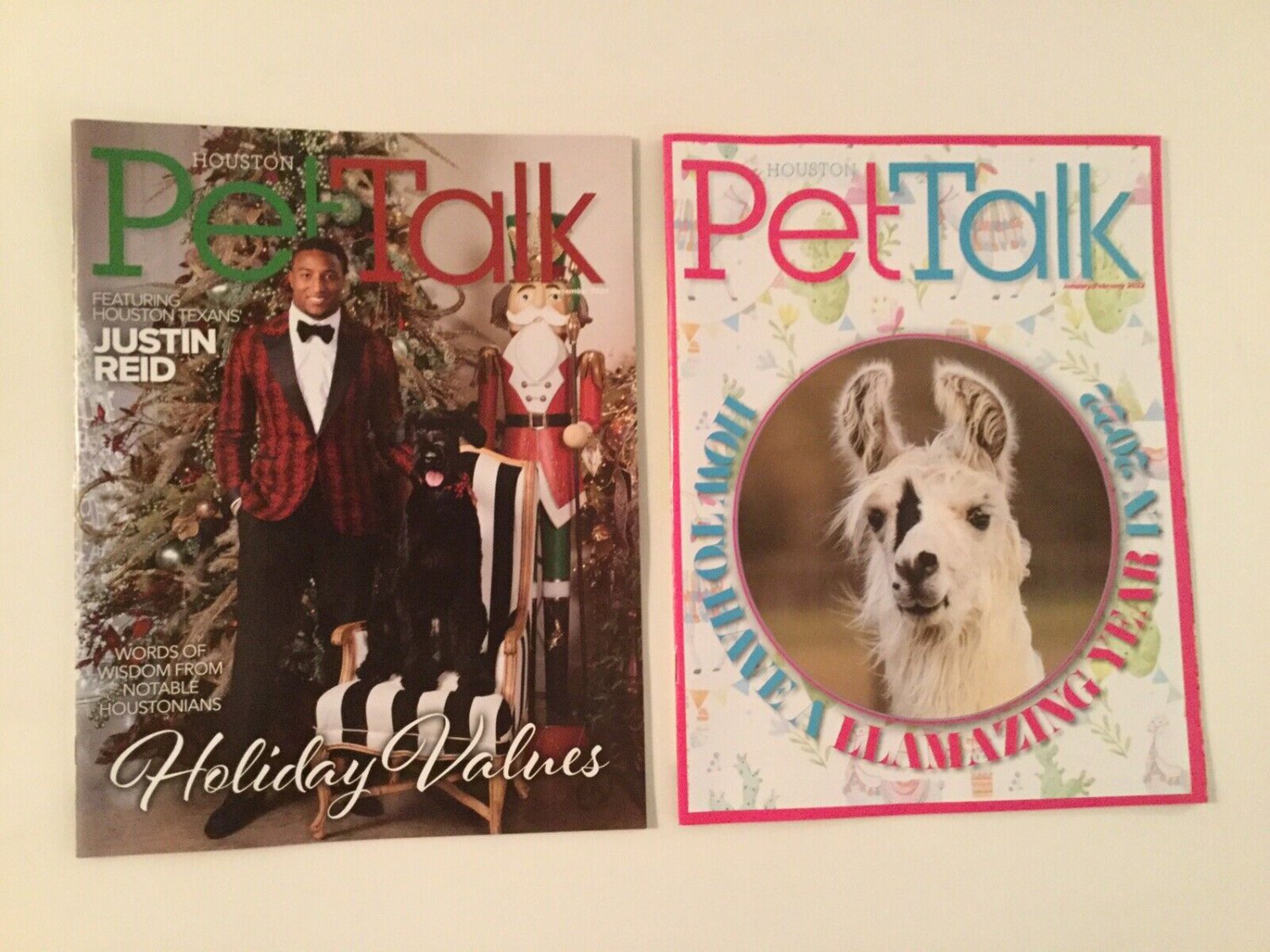 2 Pet Talk magazines How to have a llamazing  year Holiday Values Houston