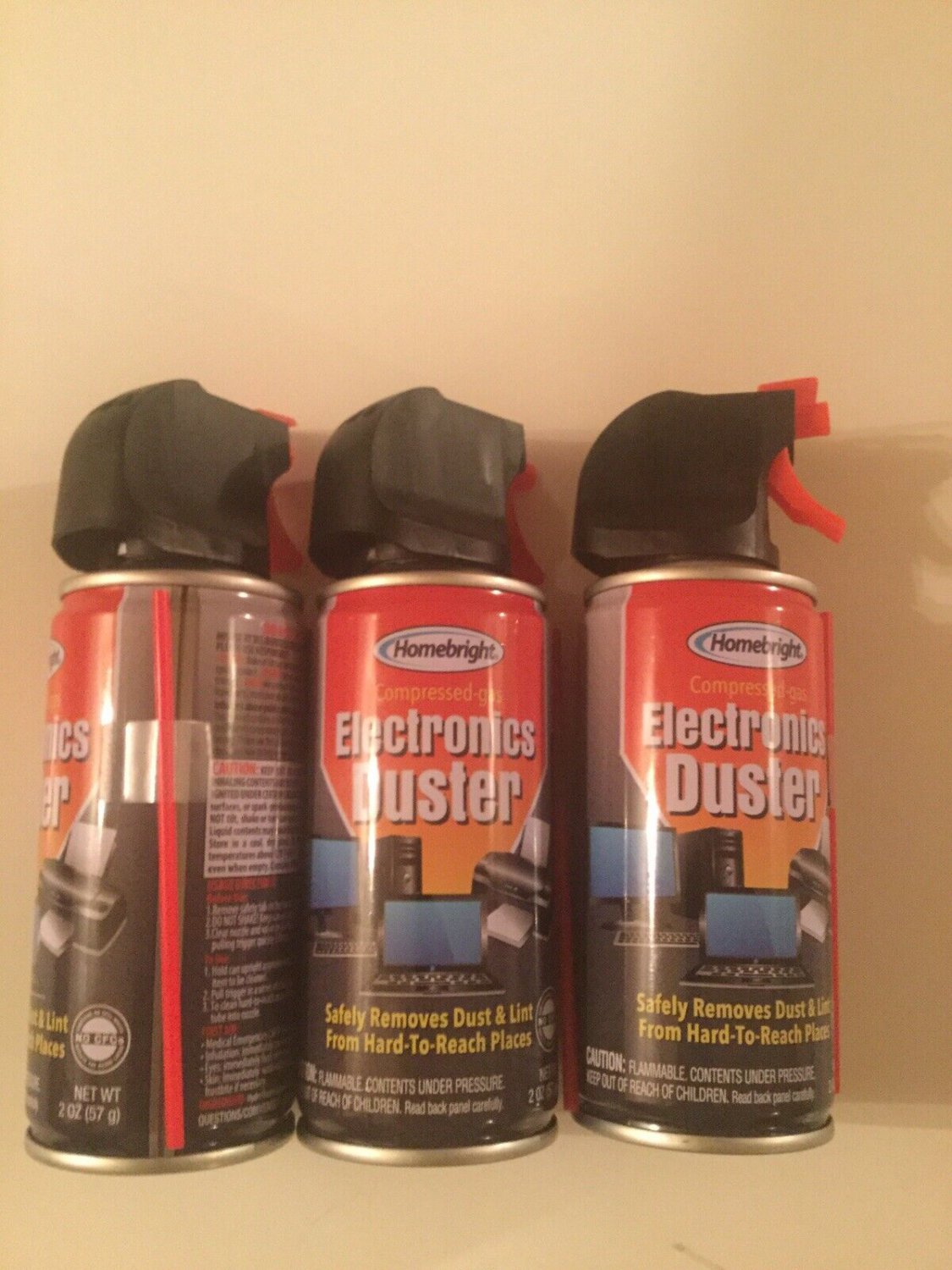 3 Electronic Air Duster computer keyboard compress gas 2 oz cans small total 6oz