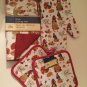 Halloween kitchen 4 pc dish mat oven mitt pot holders gnome turkey pumpkin
