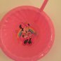 Minnie Mouse sip a bowl 2 pc Disney cereals straw Zac Designs 6 x 6 inch pink