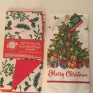 2 pc dish drying mat holly towel Christmas House tree glitter 15x25 in