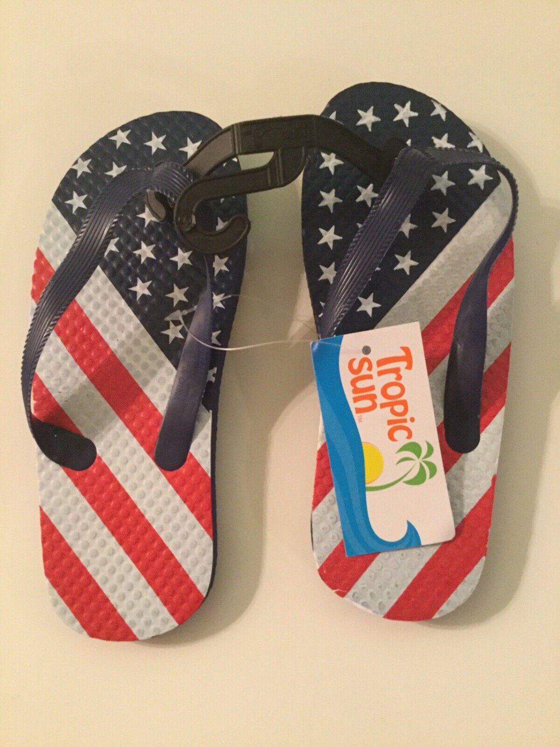 patriotic USA flip flops Size 11 12Y flag American stars stripes shoes