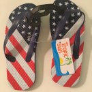patriotic USA flip flops Size 11 12Y flag American stars stripes shoes