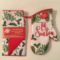 2 pc dish drying mat holly oven mitt tis the season Christmas House red