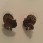 Thanksgiving turkey brooch pendant necklace pierced earrings charm set