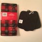 Winter kitchen 3 pc dish drying mat snow flakes pot holders plaid checked red