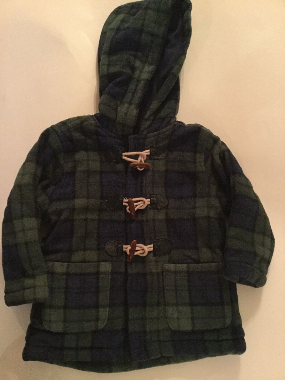 Infants Size 18 mo Kids Headquarters coat hoodie green blue plaid