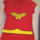 Halloween Size XL teen Wonder Woman shirt with cape DC Comics costume red v neck