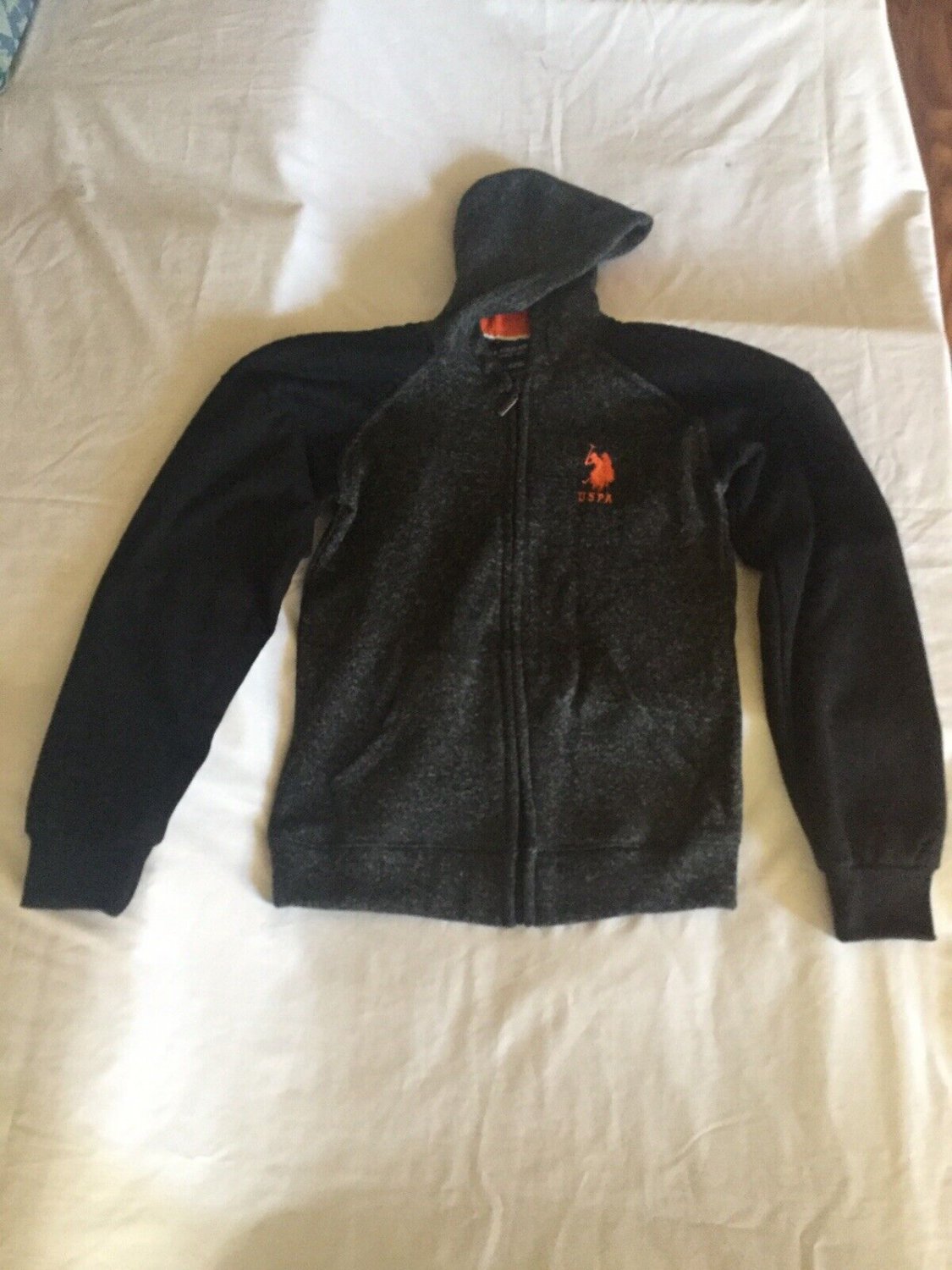 Size 14 16 large U S Polo Assn jacket zipper hoodie black boys