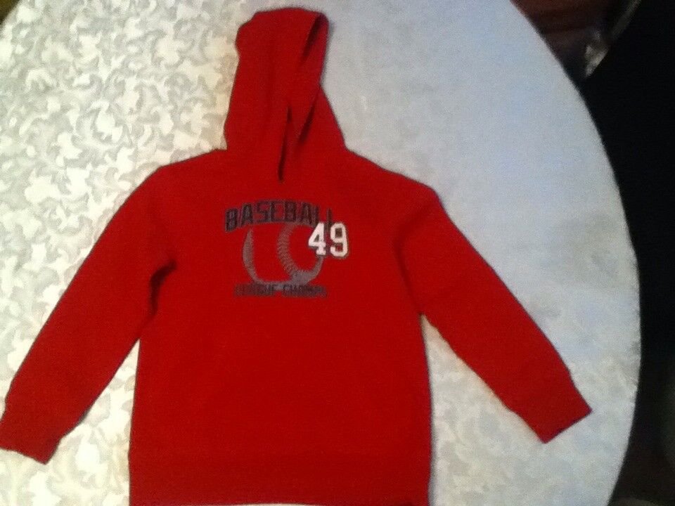 Boys Size 5 6 med Jumping Beans sweatshirt hoodie baseball athletic sports red