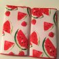 Holiday 2 pc dish drying mat strawberries watermelon  fruit 11x17 inch red