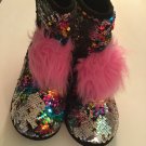Size 2 3 Justice slipper boots sequin booties multicolor girls