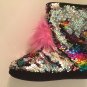 Size 2 3 Justice slipper boots sequin booties multicolor girls