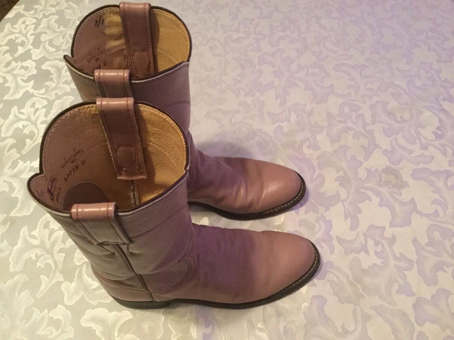 Size 5 1/2B Justin boots L 3065 pink Roper western cowboy rodeo ladies girls