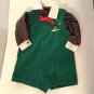Size 18 mo 2 pc Jon Jon corduroy romper shirt outfit holiday set green