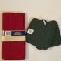 Valentines Day kitchen 3 pc dish drying mat pot holders poinsettia red