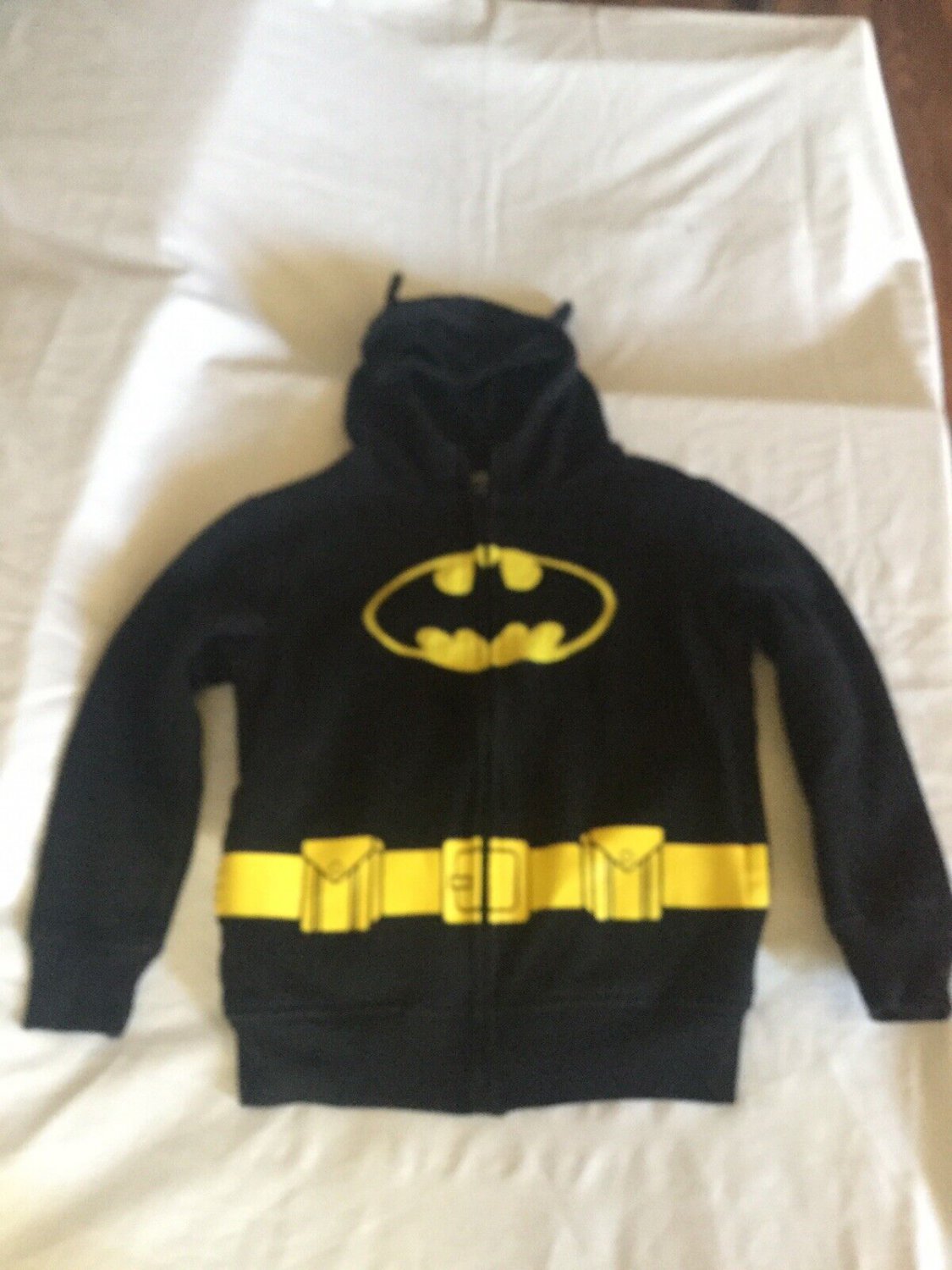 Batman jacket Size 6 7 small mask hoodie DC Comics zipper black