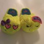 Size 2 3 Justice slippers happy face plush faux fur glitter yellow