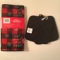 Christmas kitchen 3 pc dish drying mat snow flakes pot holders plaid checked red