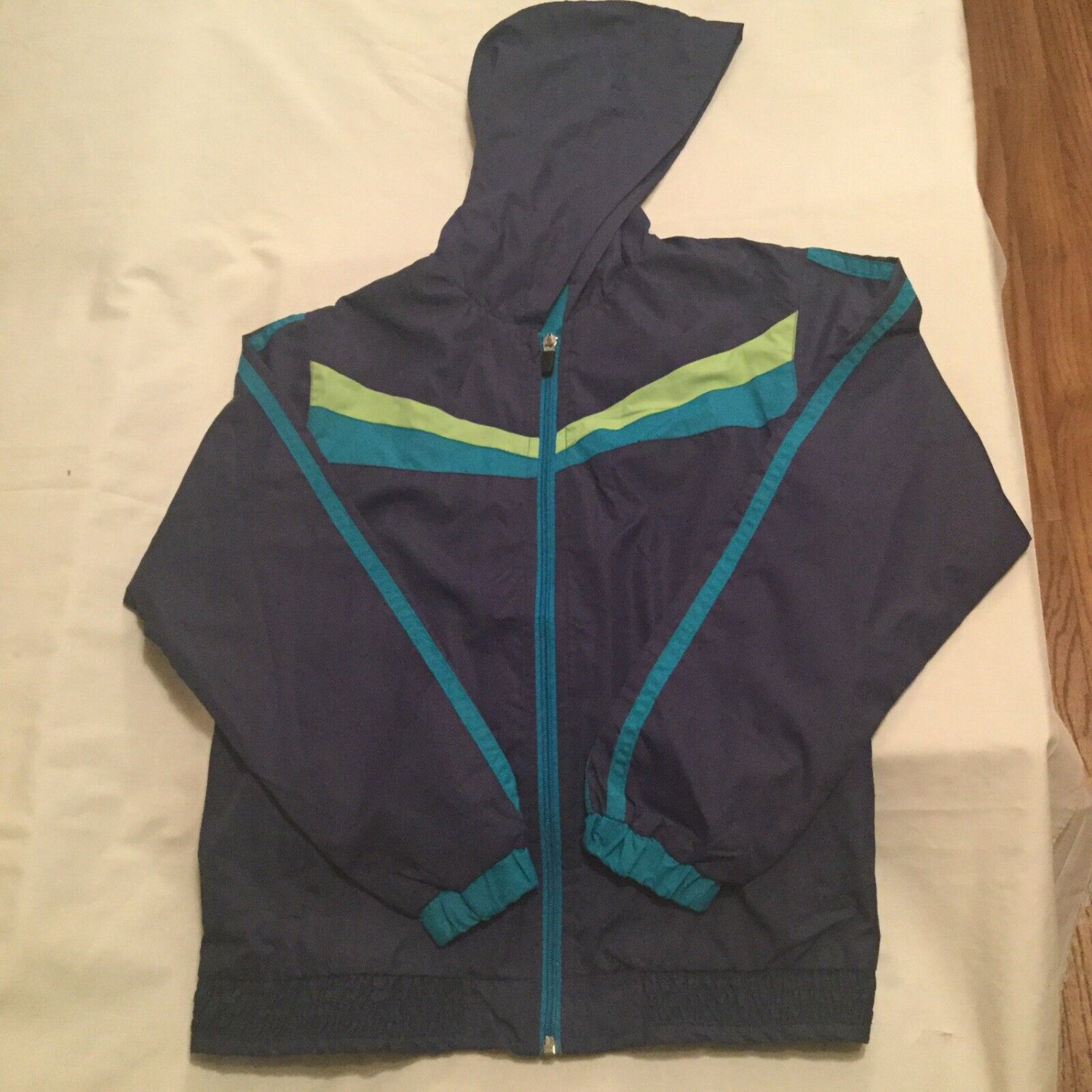 BCG Size 12 14 large jacket wind breaker lightweight track navy blue athletic