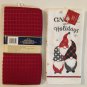 Winter kitchen Gnome for the holidays dish drying mat towel 2 pc set 15x25 in