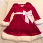 Christmas Size 4 Ashley Ann dress holiday red metallic faux fur long sleeve