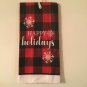 Christmas snow flakes kitchen 2 pc towel holiday dish drying mat checked plaid