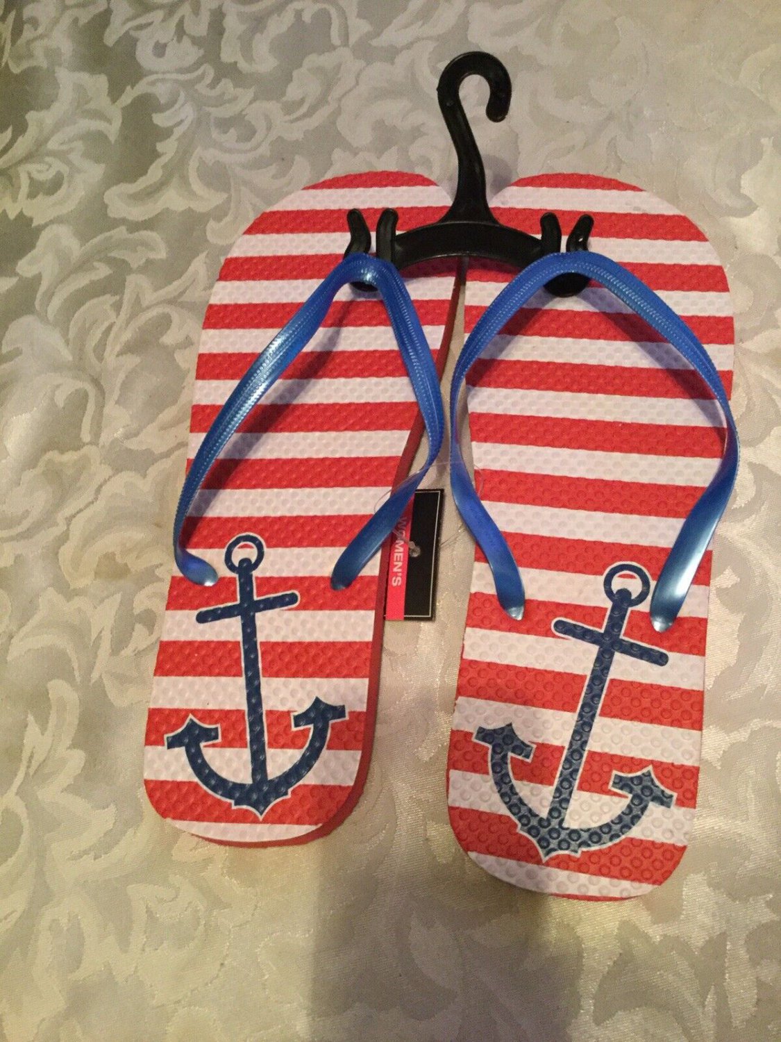 patriotic flip flops Size 7 8 medium thongs anchor US shoes red New