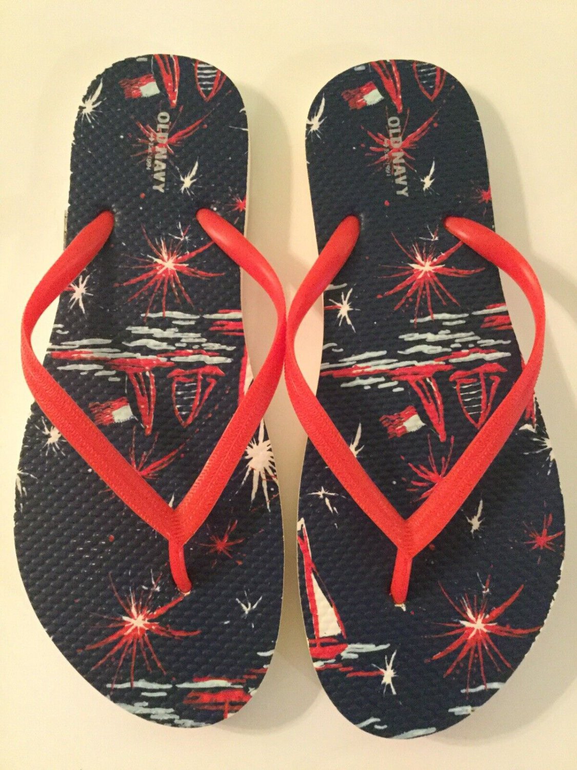 flip flops Size 9 10 Old Navy patriotic sailboats shoes thongs sandals