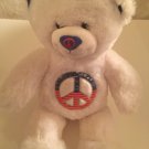 Christmas Build A Bear patriotic peace sign white plush red blue 17 in