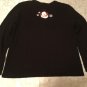 Size medium petite sweater holiday Merry Bright snowman let it snow black