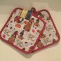 Winter kitchen 4pc set dish mat oven mitt pot holder gnome turkey pumpkin