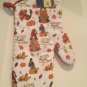 Winter kitchen 4pc set dish mat oven mitt pot holder gnome turkey pumpkin