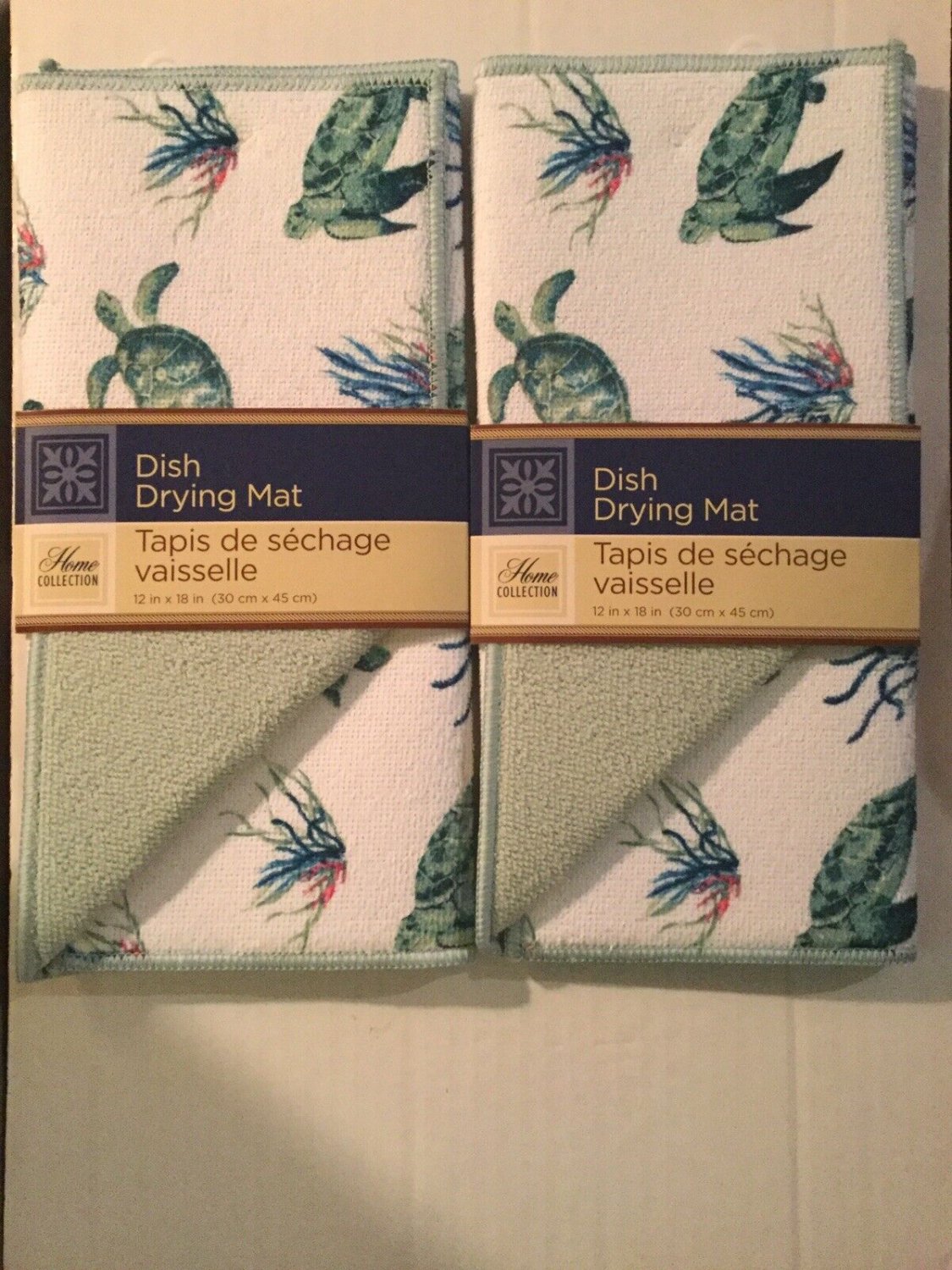Kitchen 2 pc dish drying mat turtles seaweed Home Collection 12x18 in