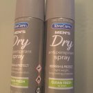 Lot of 2 Mens Dry antiperspirant spray Xtra Care clean fresh scent