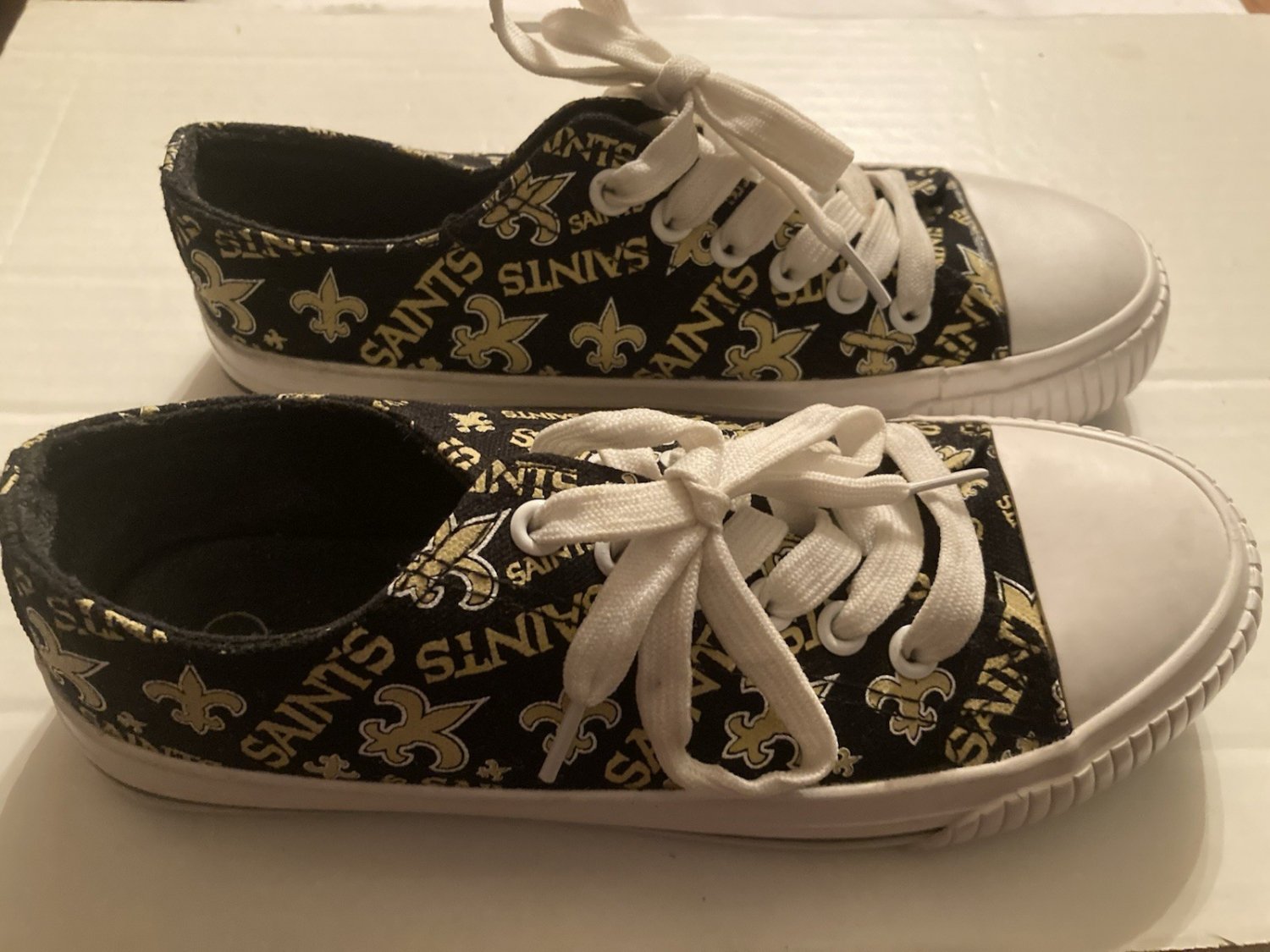 Foco NFL New Orleans Saint canvas sneakers Size 7 womens shoes black gold