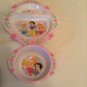 3pc Disney Princess dish set bowl plate divided melamine pink First Years
