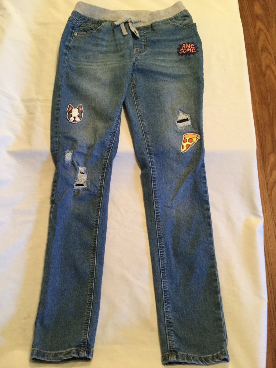 Justice jeans Size 12 simply low super skinny distressed rodeo knit waist pants