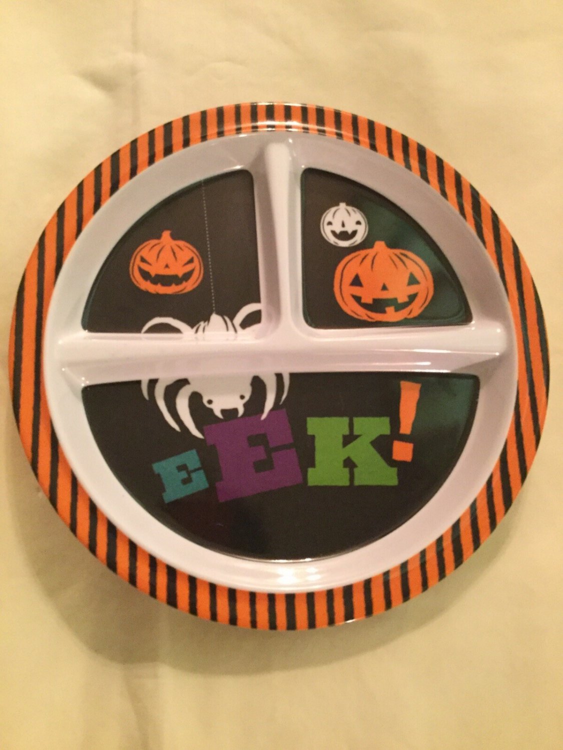 section plate 3 divided pumpkin spider stripes melamine nonslip