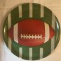 Football serving platter tray white green stripe field Amscan brown plate