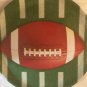 Football serving platter tray white green stripe field Amscan brown plate