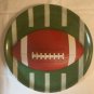 Football serving platter tray white green stripe field Amscan brown plate