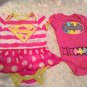 Size 3 6 mo DC Comics Supergirl dress Batgirl outfit lot of 2 pink