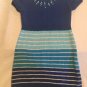 Size 8 Justice sweater dress metallic stripes sequins rhinestone