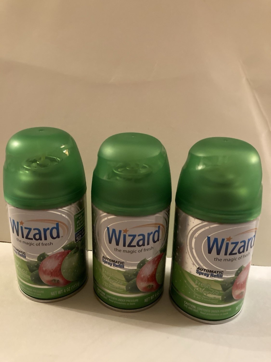 Wizard automatic spray refill 3 fresh apple air wick freshener odor neutralizer