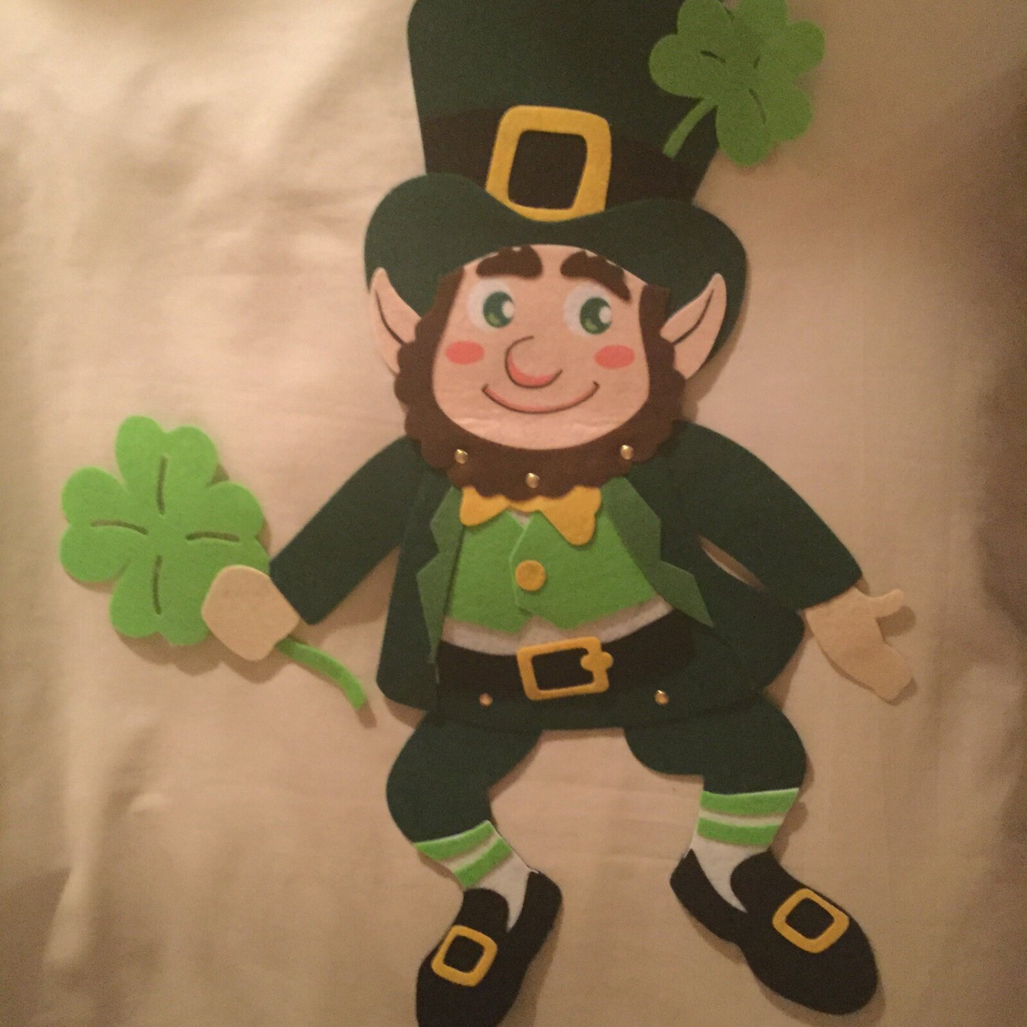 St Patricks Day hanger door wall Leprechaun sign clover green